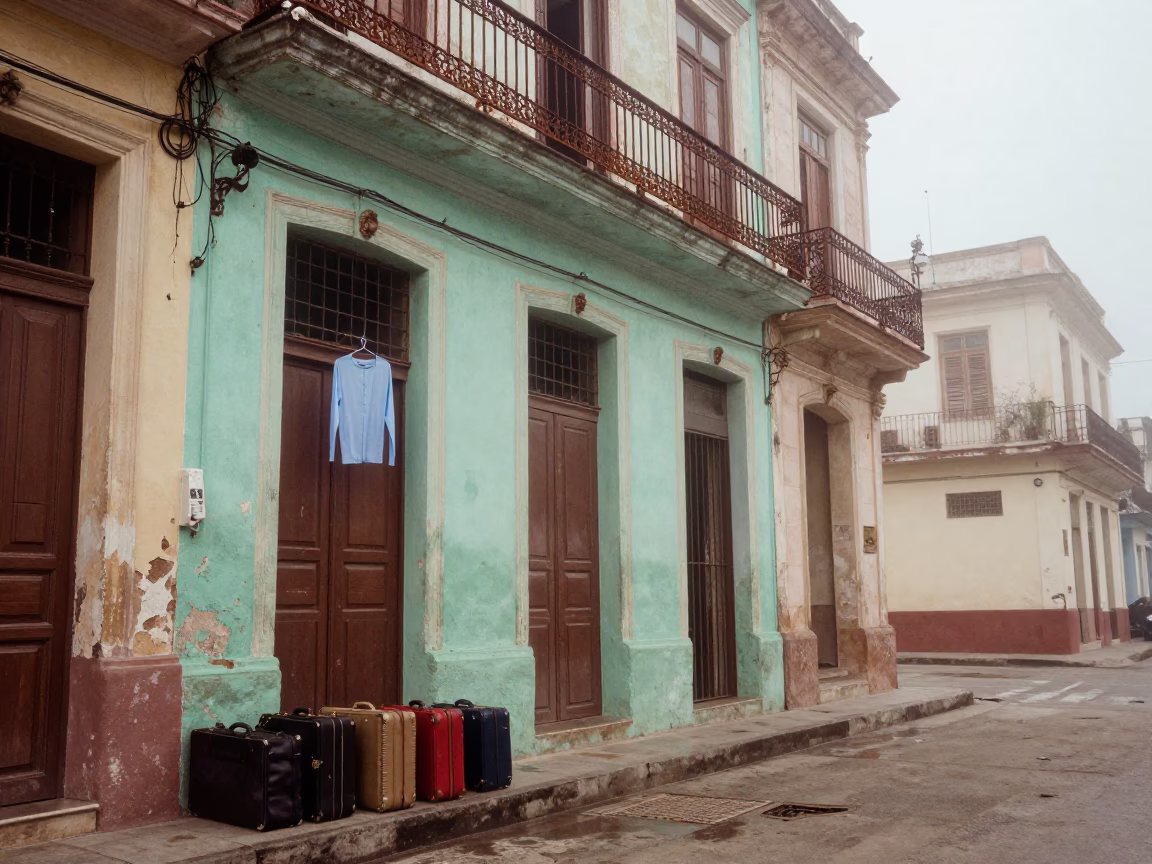 Suitcases at Dawn Light in in Havana, Cuba