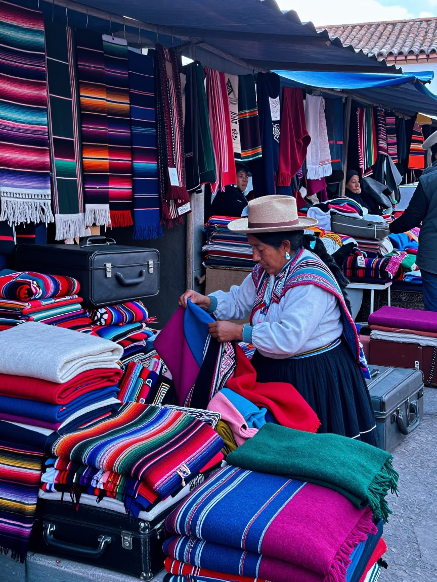 Suitcases in Cusco at Early Morning Light in in Cusco, Peru