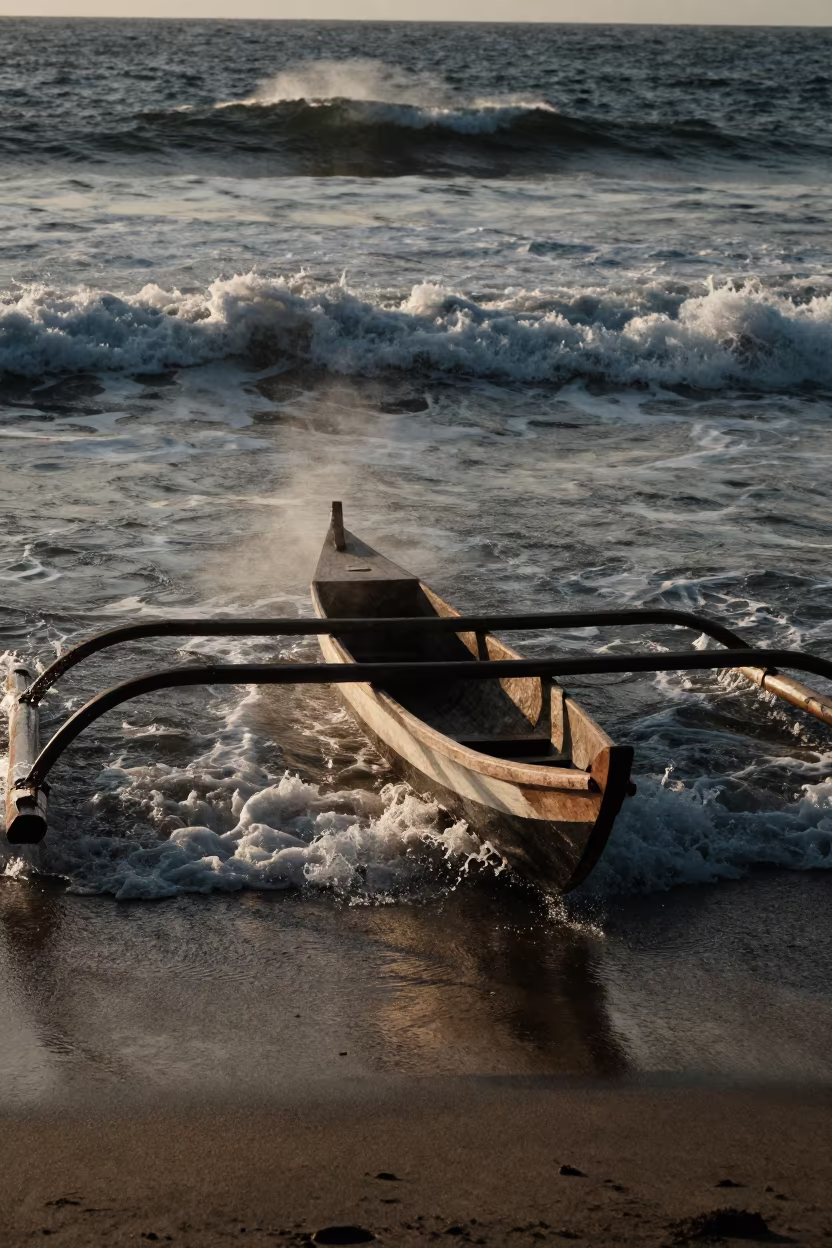 Sulawesi Prau Boat at Dawn in near Yogyakarta