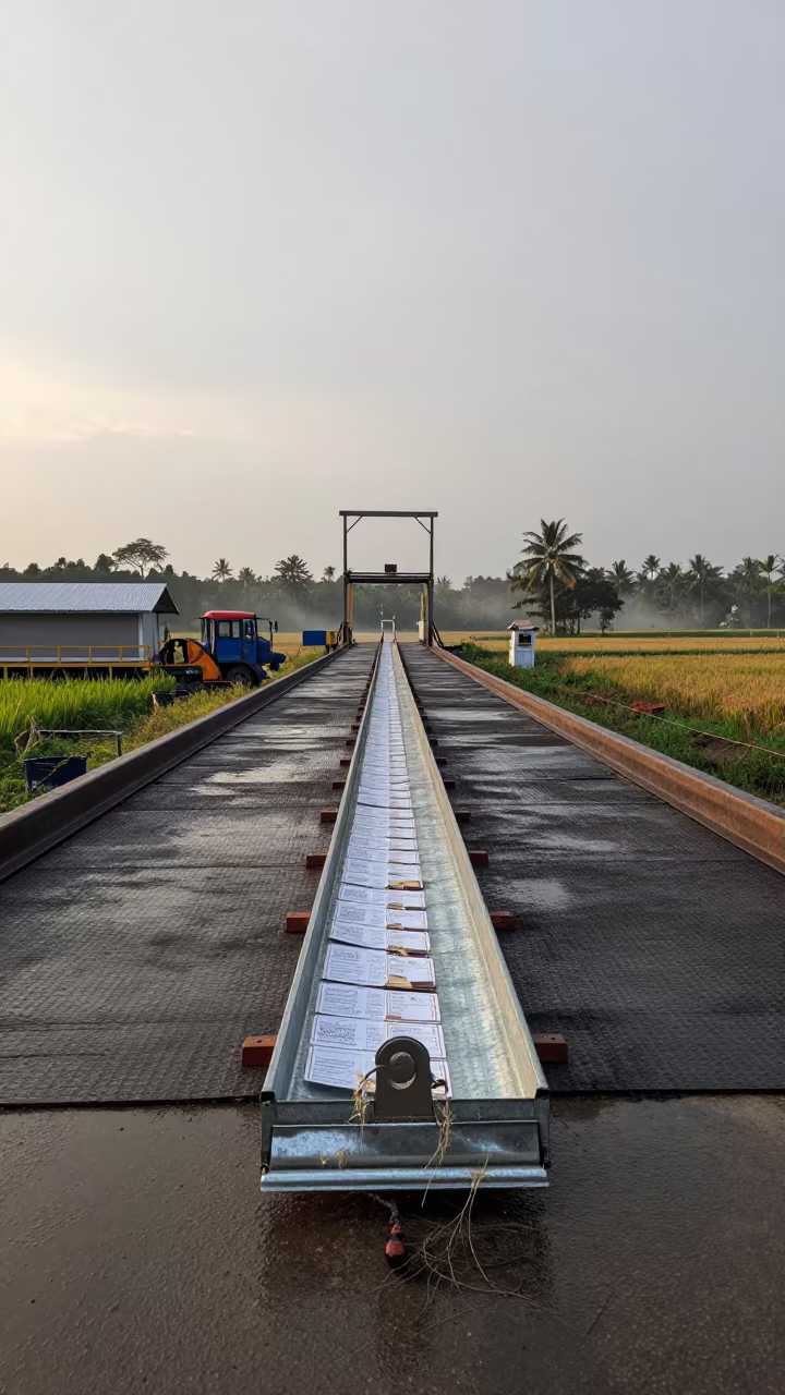 Sulawesi Stockyard Mineral Tub Ticket Galvanized Steel in at a stockyard loading ramp in Sulawesi