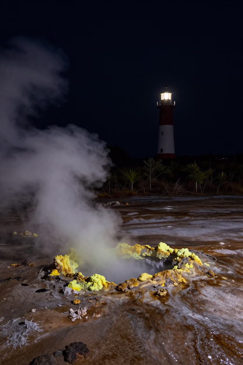 Sulfur Vent in Predawn Floodplain Light in across a floodplain after rain in Suriname
