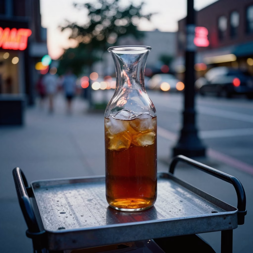 Summer Evening Street Scene Chicago Illinois with Glass Carafe and Herbs in in Chicago, Illinois, United States