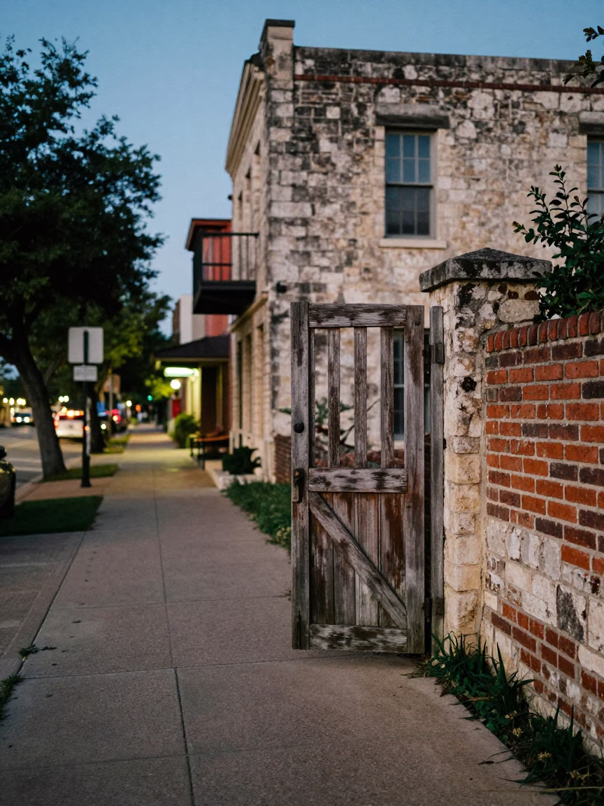 Summer Evening Street Scene in Austin Texas With Vintage Details in in Austin, Texas, United States
