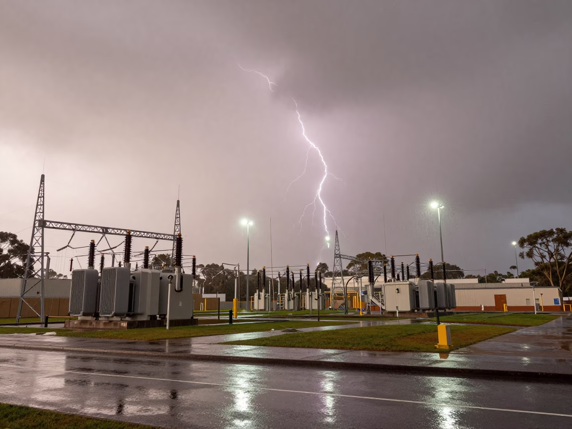 Summer Thunderstorm in Perth at The Still Hours Before Dawn Light in in Perth, Western Australia, Australia