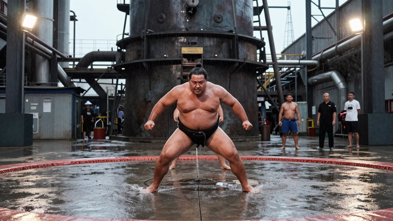Sumo Wrestler Charge in Abakan Foundry in in a foundry in Abakan