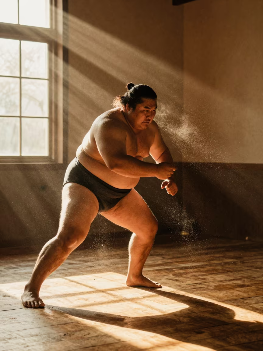 Sumo Wrestler Charge in Nanning Atelier in in an atelier in Nanning