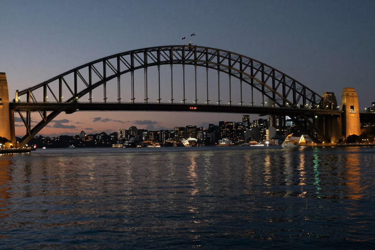 Sump Reflections in Sydney at The Predawn Darkness Light in in Sydney, New South Wales, Australia
