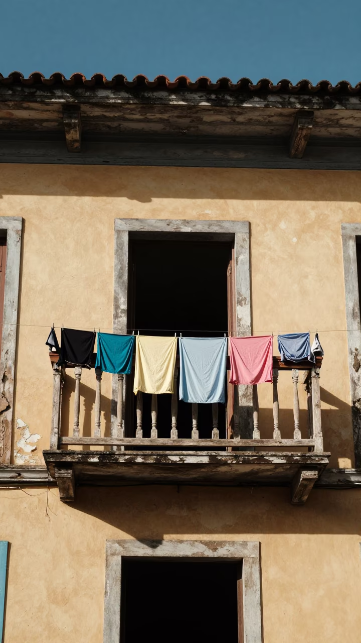 Sun-Bleached Balcony in Salvador at The Flat Glare Of Noon Light in in Salvador, Brazil