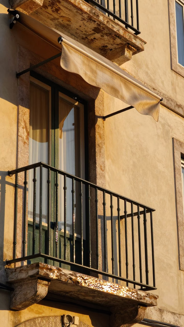 Sun-bleached Canvas in Lisbon at Honeyed Evening Light in in Lisbon, Portugal