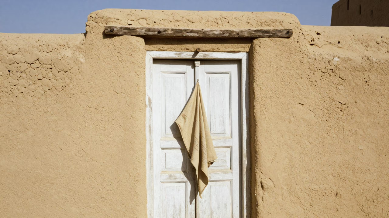 Sun-bleached Door in Luxor in in Luxor, Egypt
