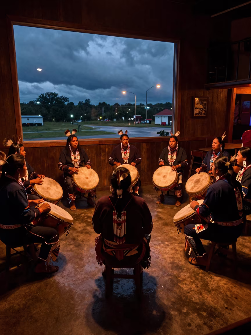 Sun Dance Drummers Under Jazz Club Sky in at a jazz club in Palo Negro