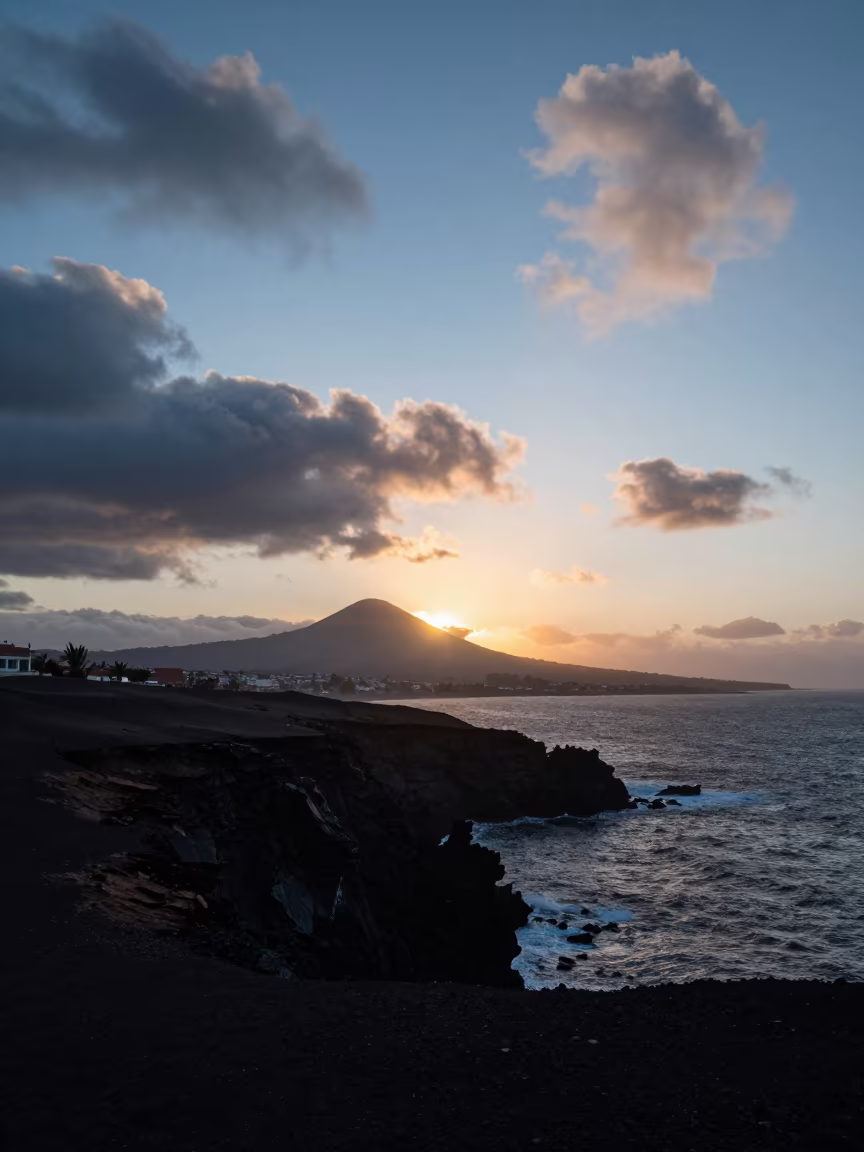 Sun Dog Over Volcanic Coast Peru Blue Hour in in Peru