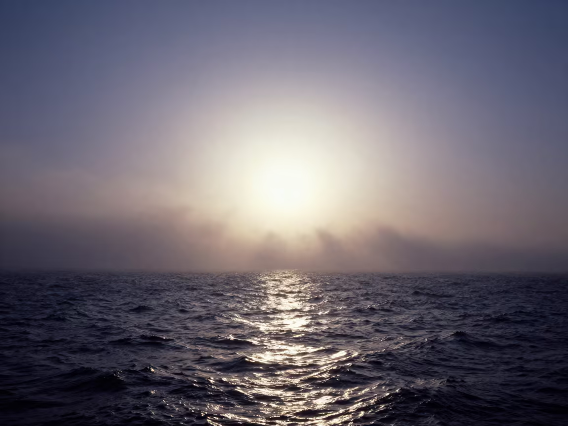 Sun Dog Silhouette in Bahrain Twilight Fog in through low marine fog in Bahrain