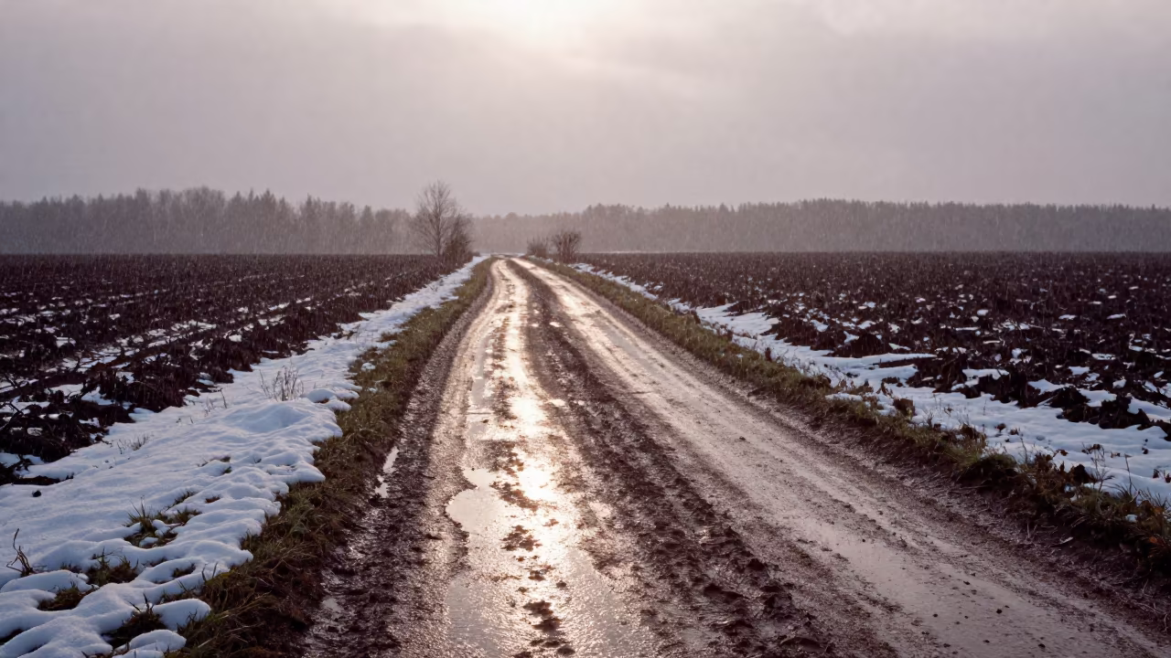 Sun Shower Over Farm Lane After Storm in near Kuopio