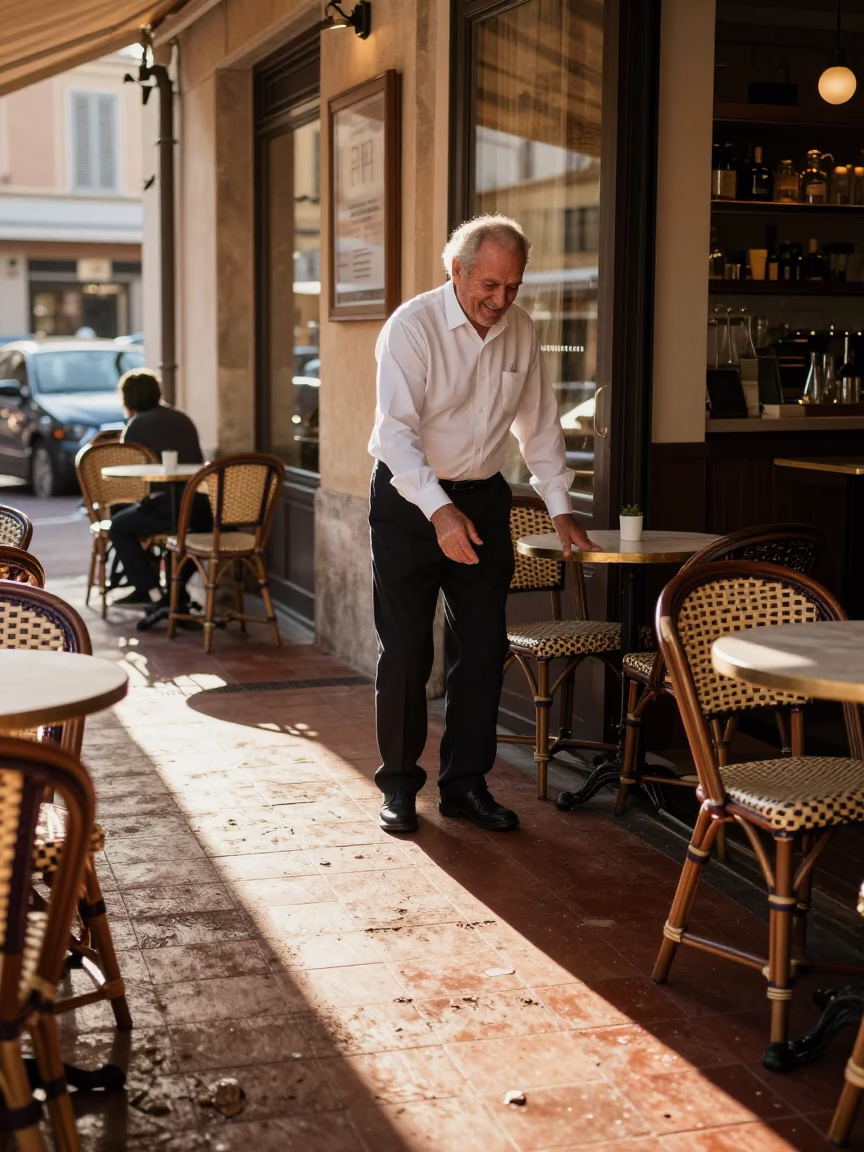 Sun Stripe in Nice at As First Light Reaches The Scene in in Nice, France