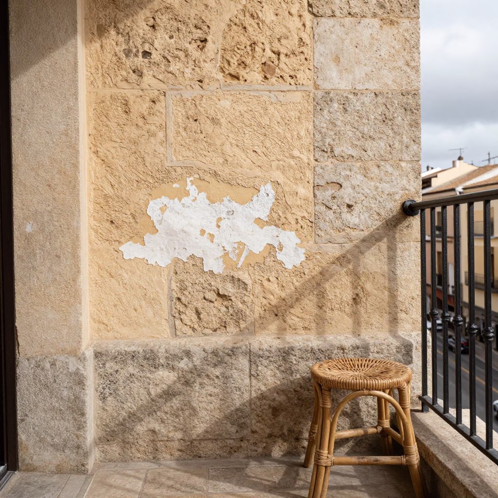 Sun-warmed Stone Wall in Madrid in in Madrid, Spain
