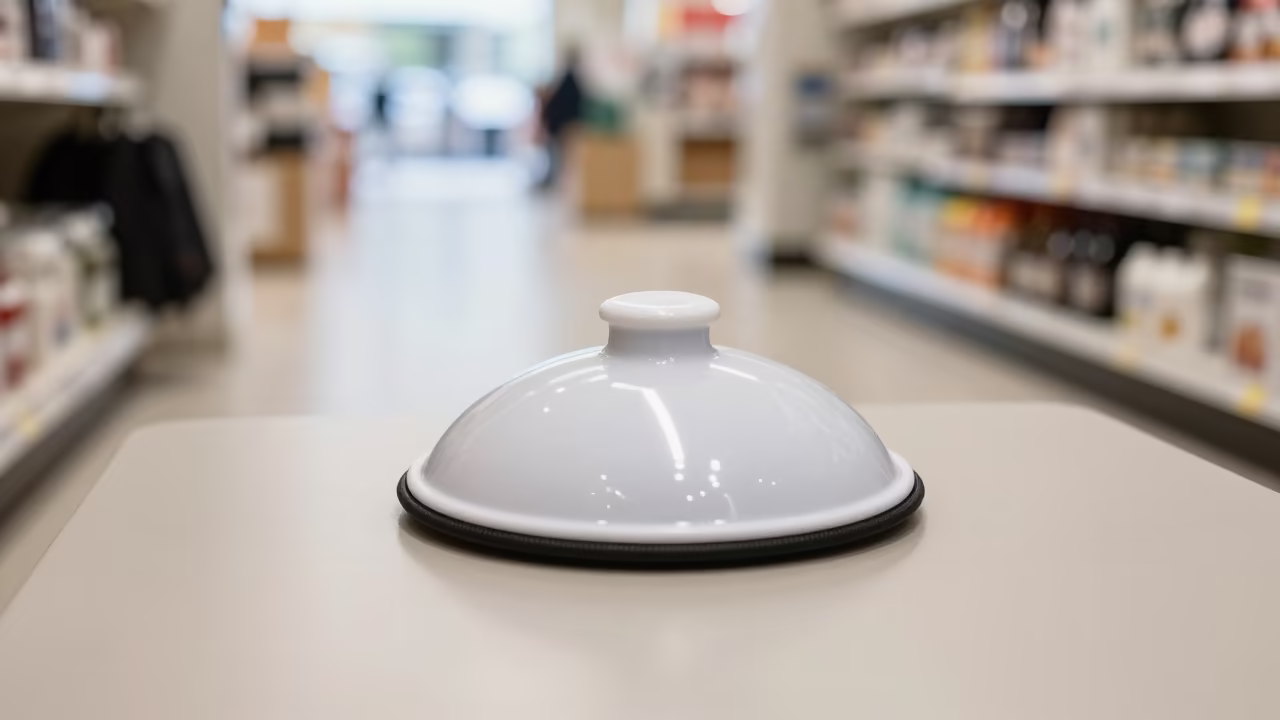 Sunderland Retail Promo Sign Pouch Before Opening in inside a retail floor display area in Sunderland