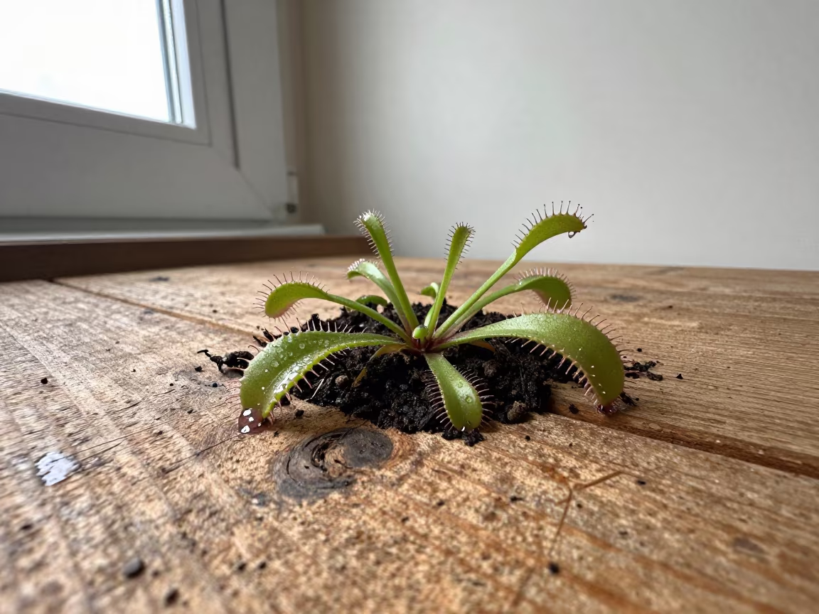 Sundew Leaf Sticky Tentacles Workshop Shelf in on a workshop shelf in Lalitpur