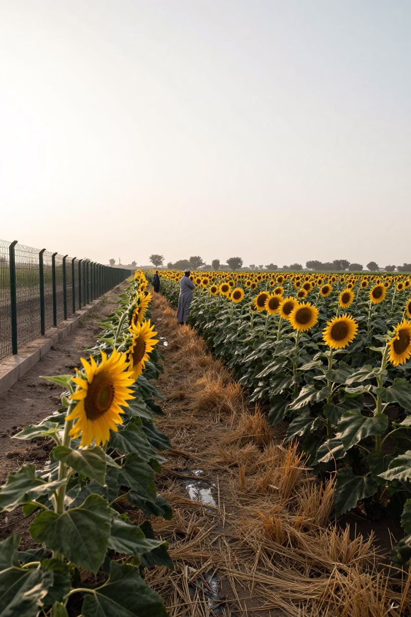 Sunflower Field at Tea Plantation Edge Sharjah in at the edge of a tea plantation in Sharjah