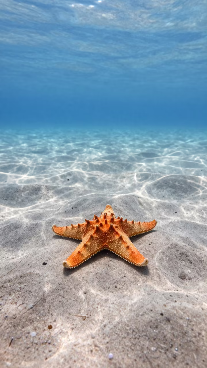 Sunflower Starfish Hunting in Blue Water in near Busan