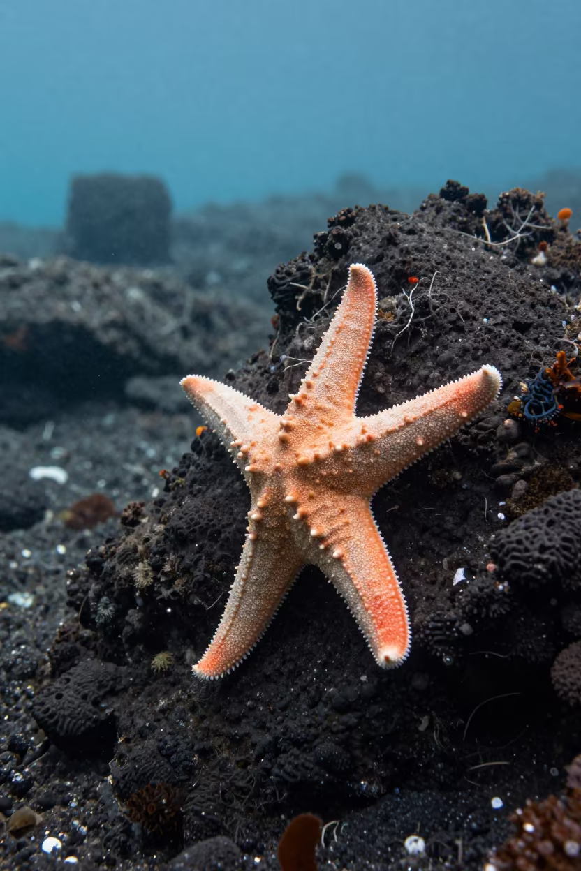Sunflower Starfish Hunting Near Iceland Volcanic Drop-off in beside a volcanic drop-off in Iceland