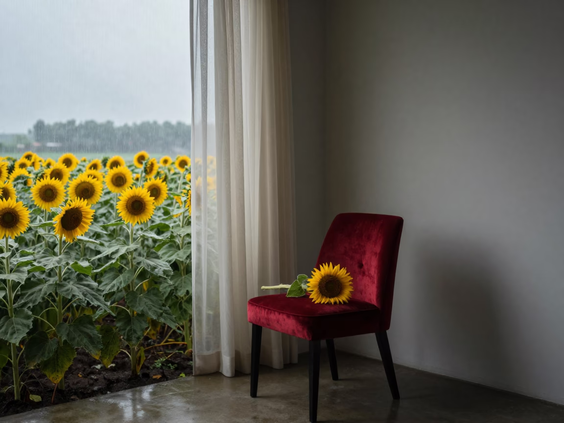 Sunflowers on Velvet Chair Dawn in on a velvet chair in Şanlıurfa
