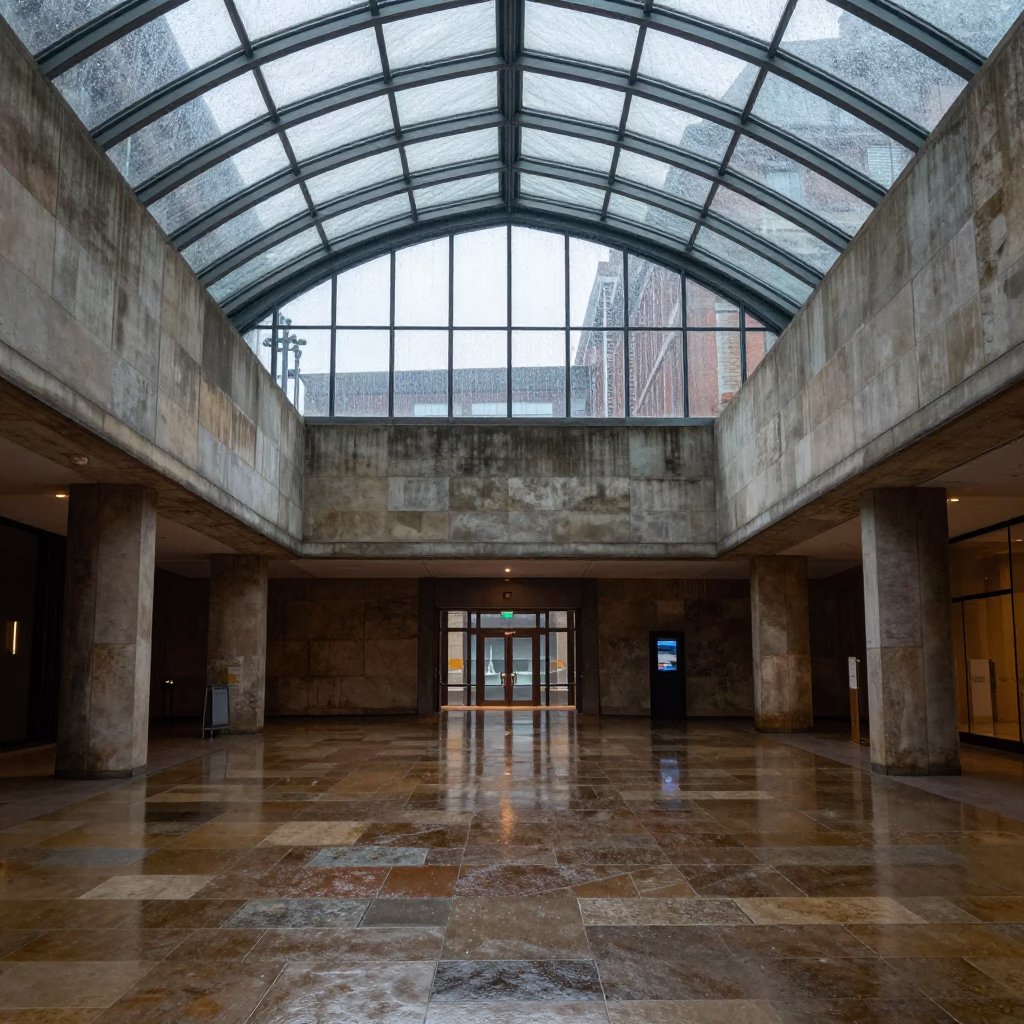 Sunken Lobby Vaulted Glass Monsoon Manchester in inside a vaulted atrium in Manchester