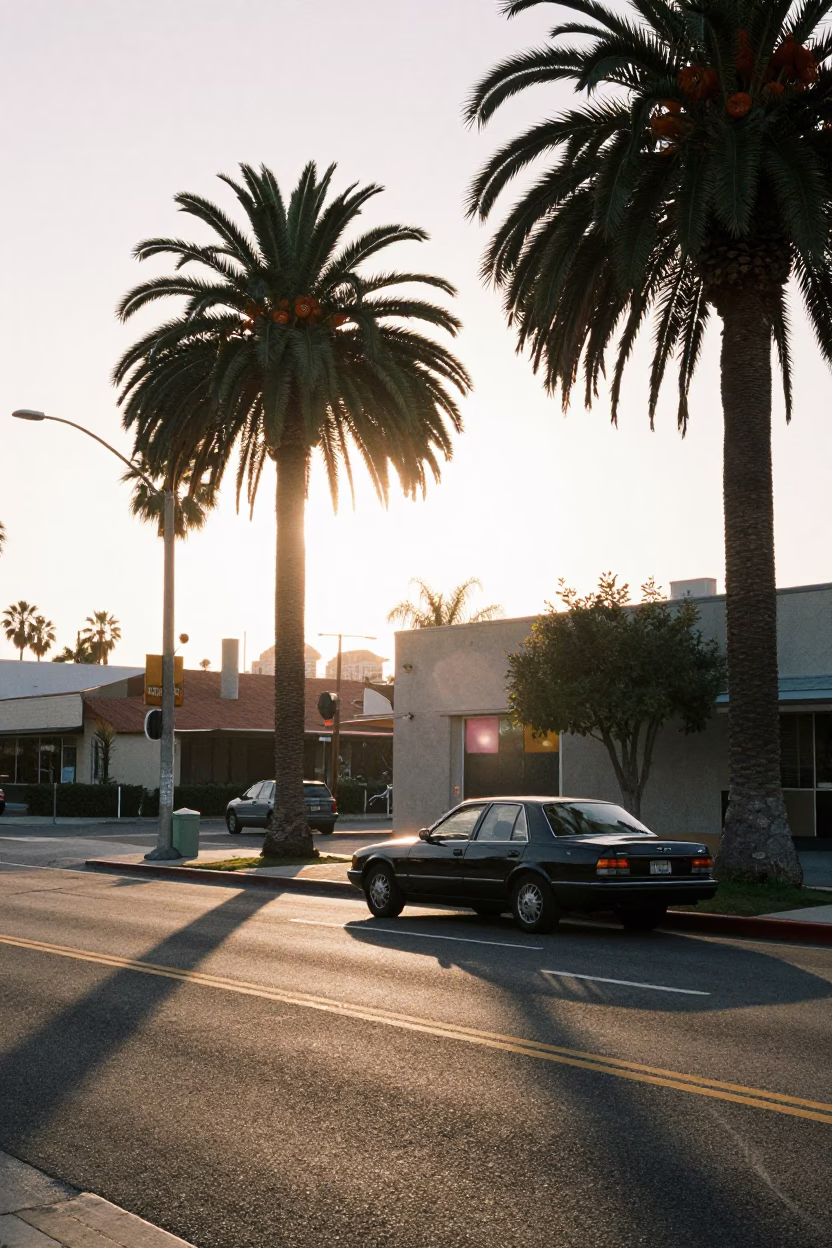 Sunlight at As First Light Reaches The Scene in Los Angeles in in Los Angeles, California, United States