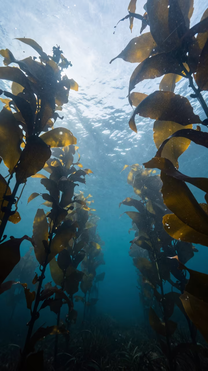 Sunlight Patterns in Goa Kelp Forest Canopy in along a seagrass channel near the coast in Goa