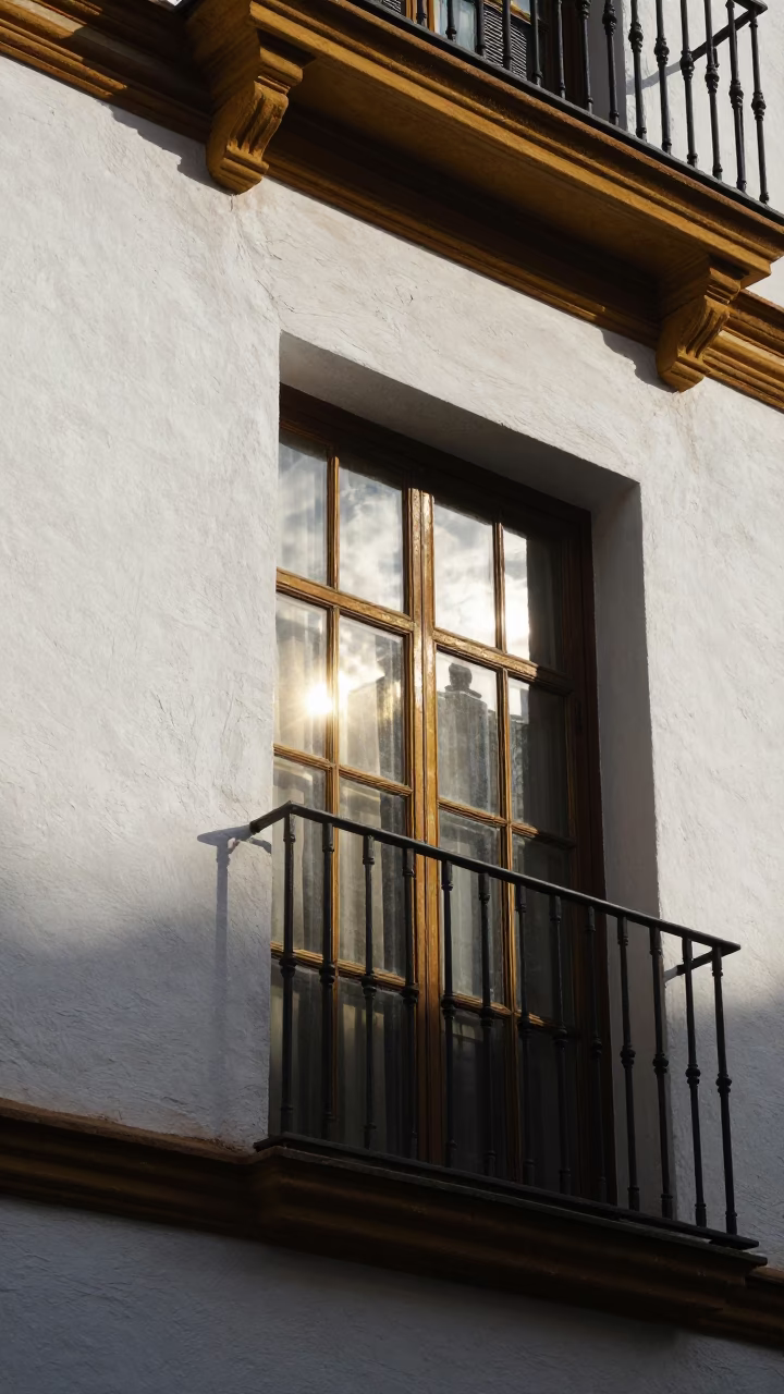 Sunlight Reflections at The Early Afternoon Light in Seville in in Seville, Spain