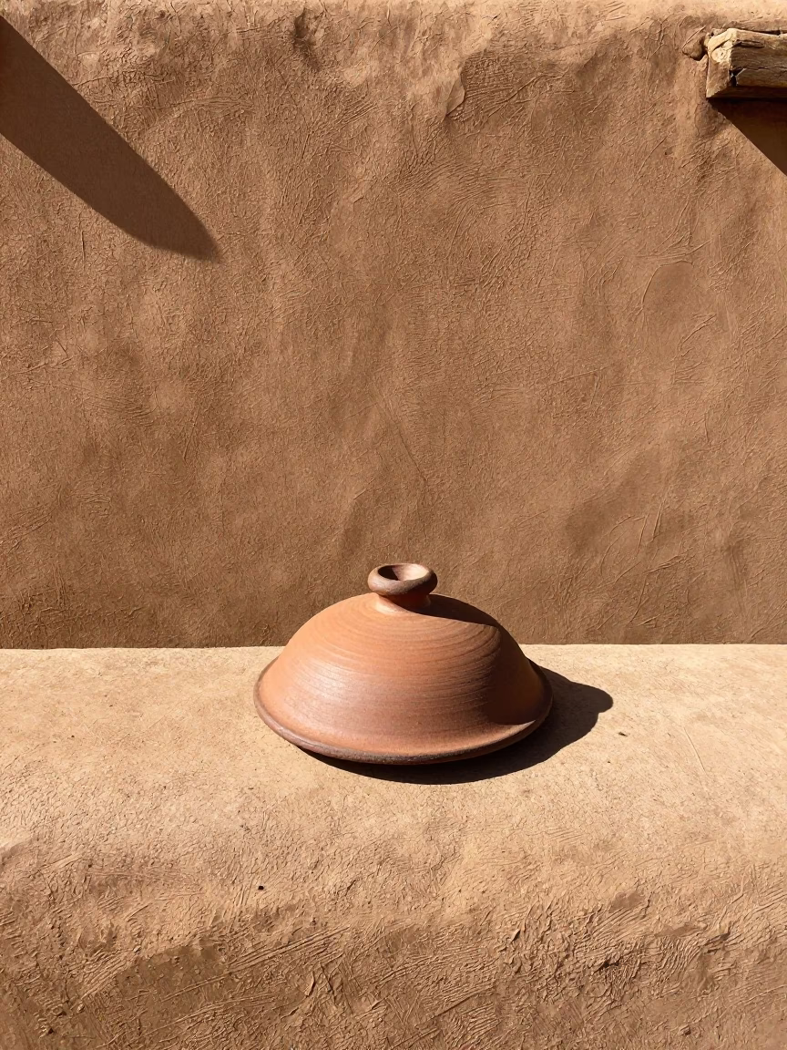 Sunlight Striking Adobe Wall and Pot Lid in Santa Fe New Mexico Midday in in Santa Fe, New Mexico, United States