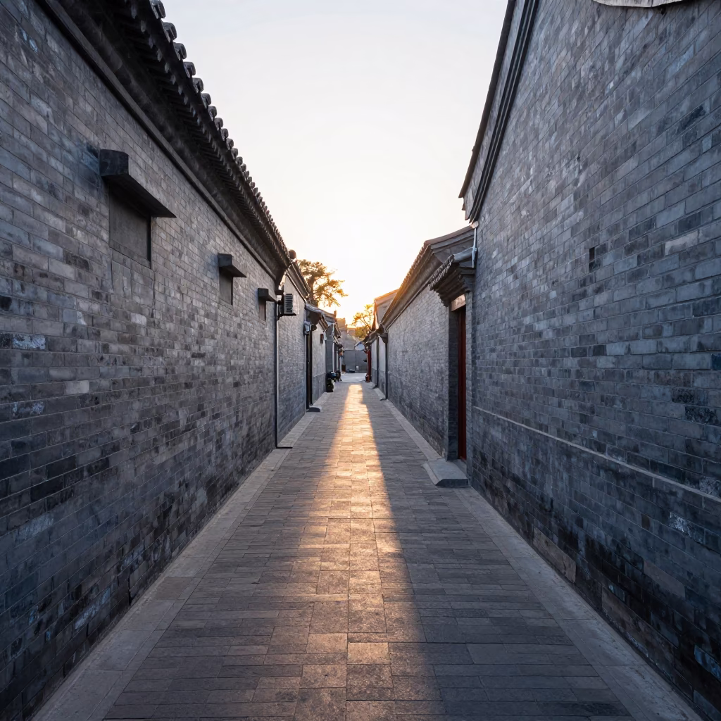 Sunlight Stripes in Beijing at The Early Morning Light in in Beijing, China