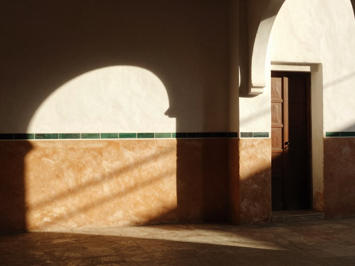Sunlight Stripes in Casablanca at Clear Late-afternoon Light in in Casablanca, Morocco