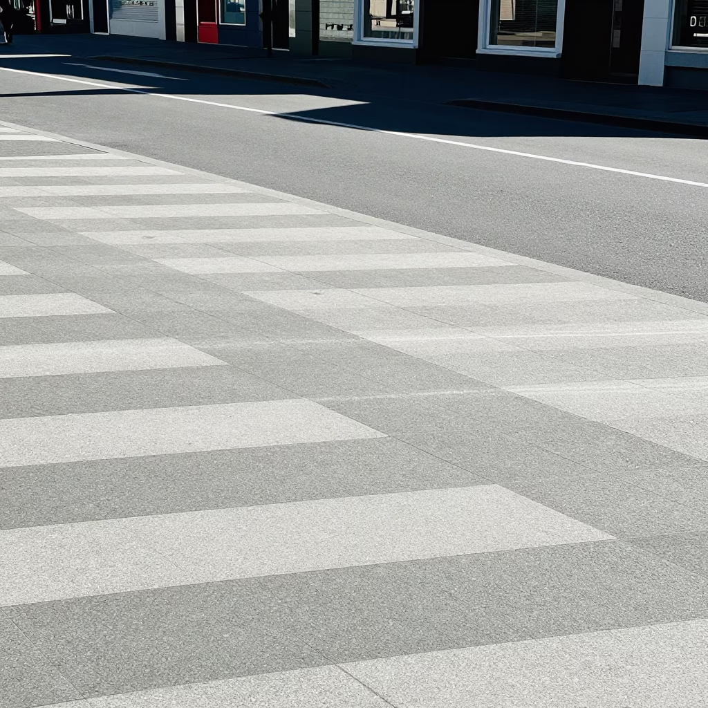 Sunlight Stripes on Wellington Street Tiles During Midday in in Wellington, New Zealand