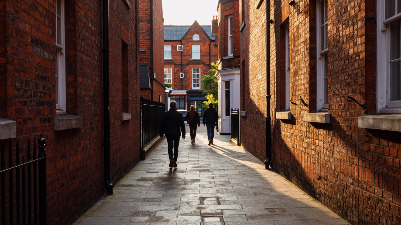Sunlit Alleyway in Liverpool in in Liverpool, United Kingdom
