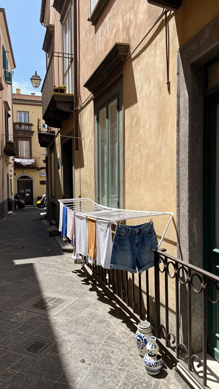 Sunlit Alleyway in Naples in in Naples, Italy
