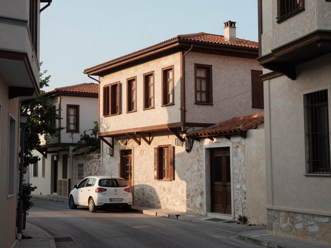 Sunlit Athens Street Scene with Traditional Architecture and Morning Light in in Athens, Greece