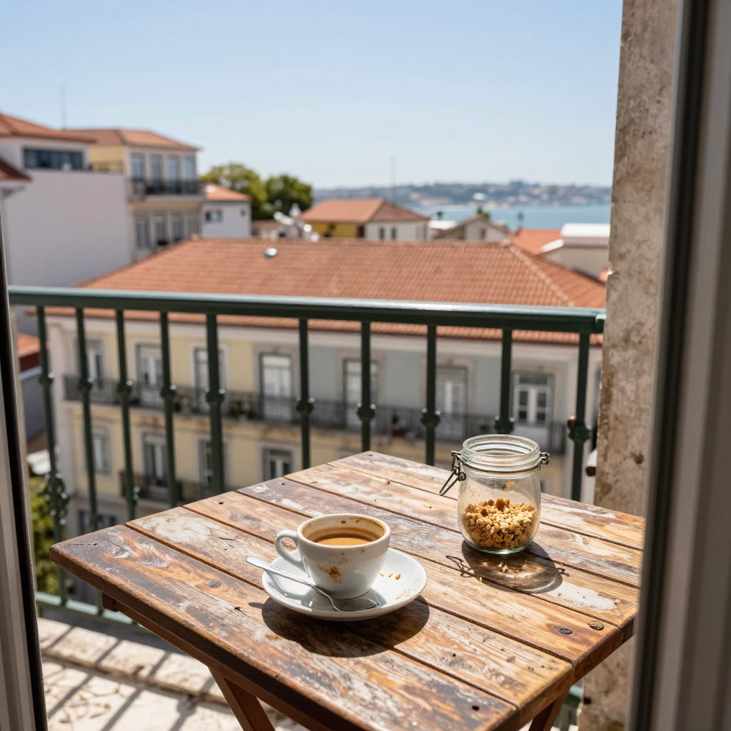 Sunlit Balcony in Lisbon in in Lisbon, Portugal