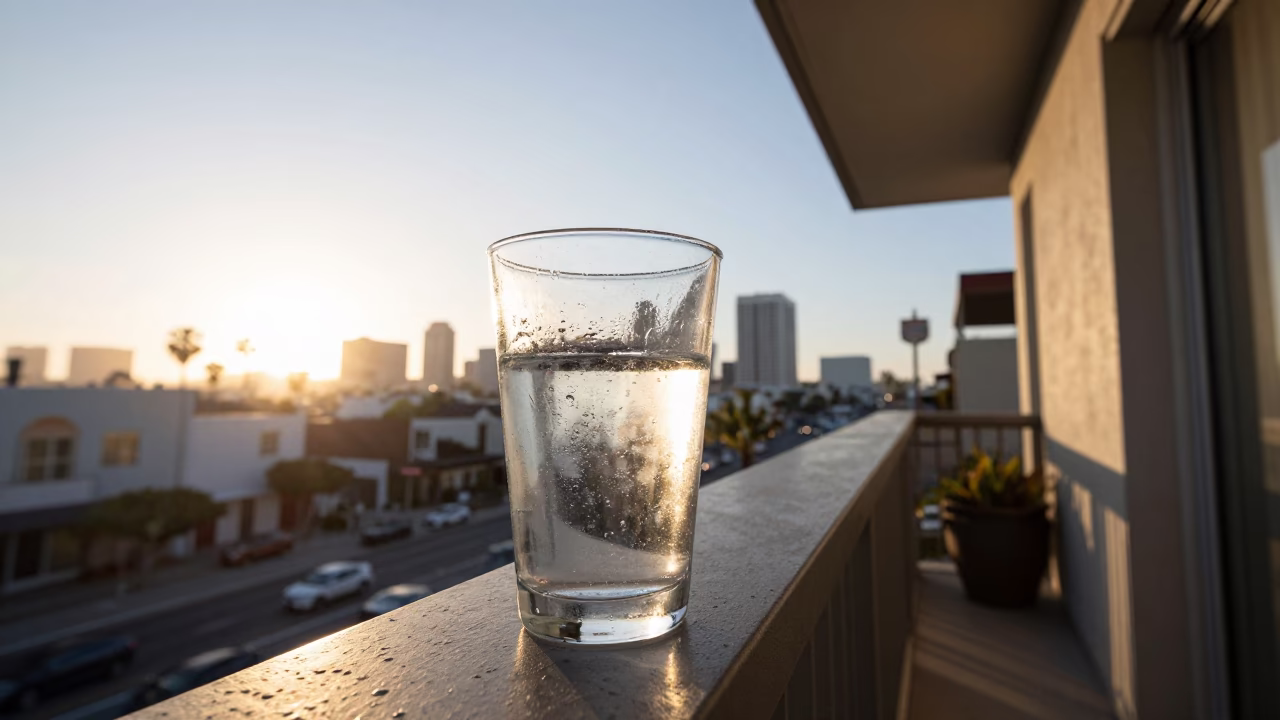 Sunlit Balcony just after sunrise in Los Angeles in in Los Angeles, California, United States