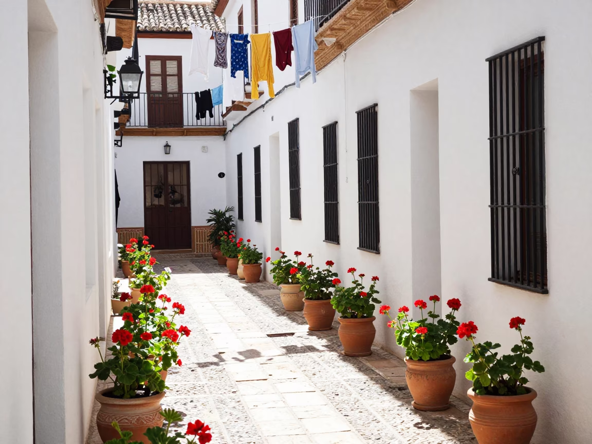 Sunlit Corridor in Granada in in Granada, Spain