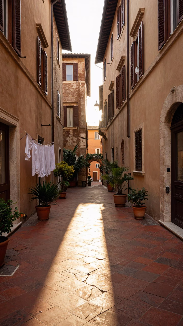 Sunlit Courtyard in Rome in in Rome, Italy