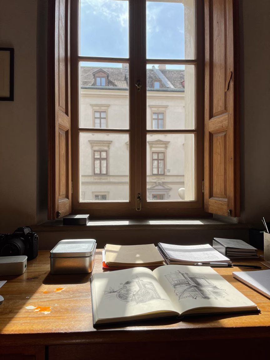 Sunlit Desk in Vienna in in Vienna, Austria