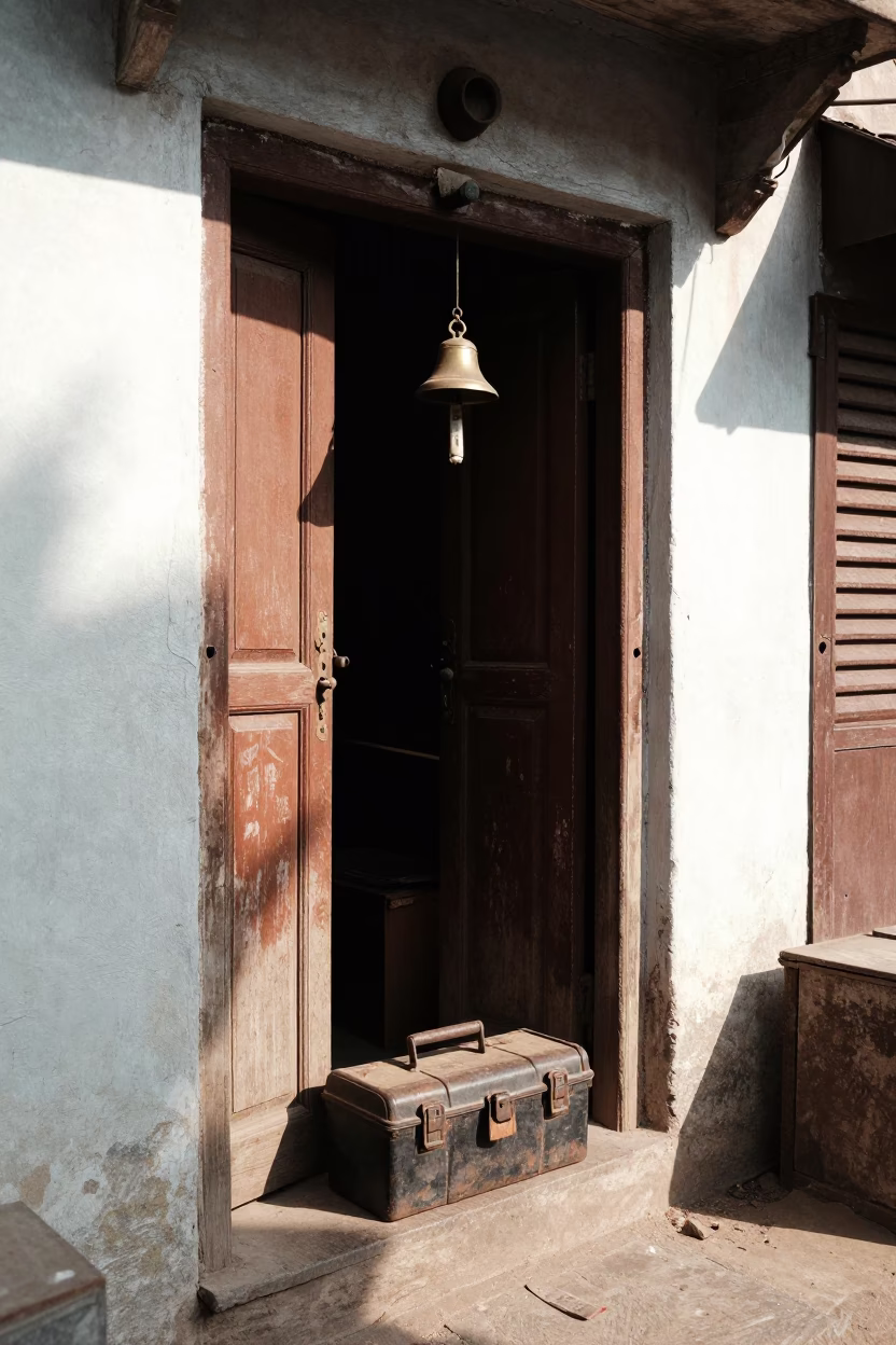 Sunlit Doorframe in Hyderabad in in Hyderabad, India