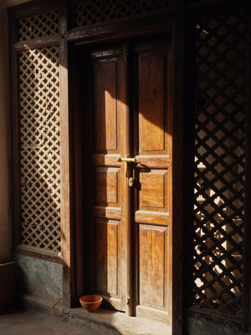 Sunlit Doorway in Delhi in in Delhi, India