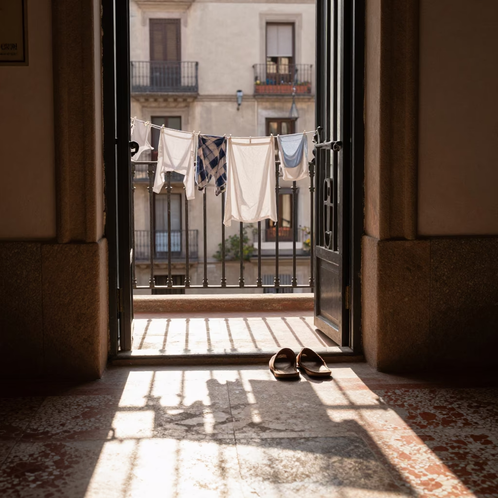 Sunlit Entryway in Barcelona in in Barcelona, Spain