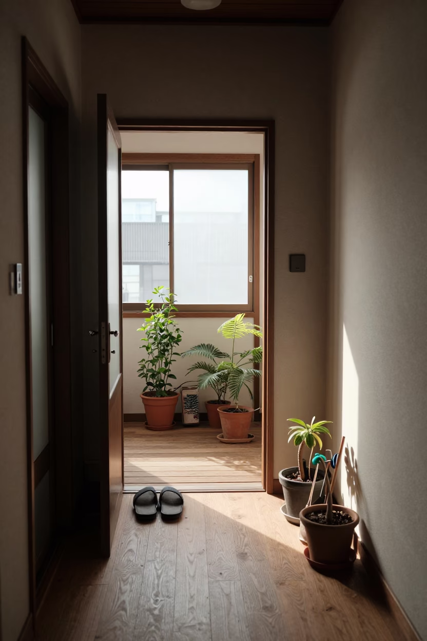 Sunlit Genkan in Sapporo in in Sapporo, Japan