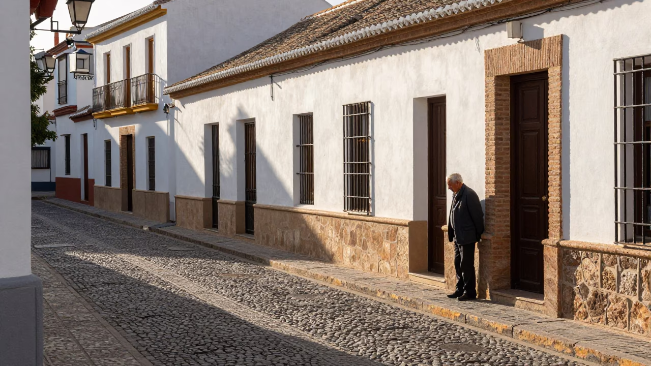 Sunlit Granada Spain Street Scene with Old Twine and Daily Life in in Granada, Spain