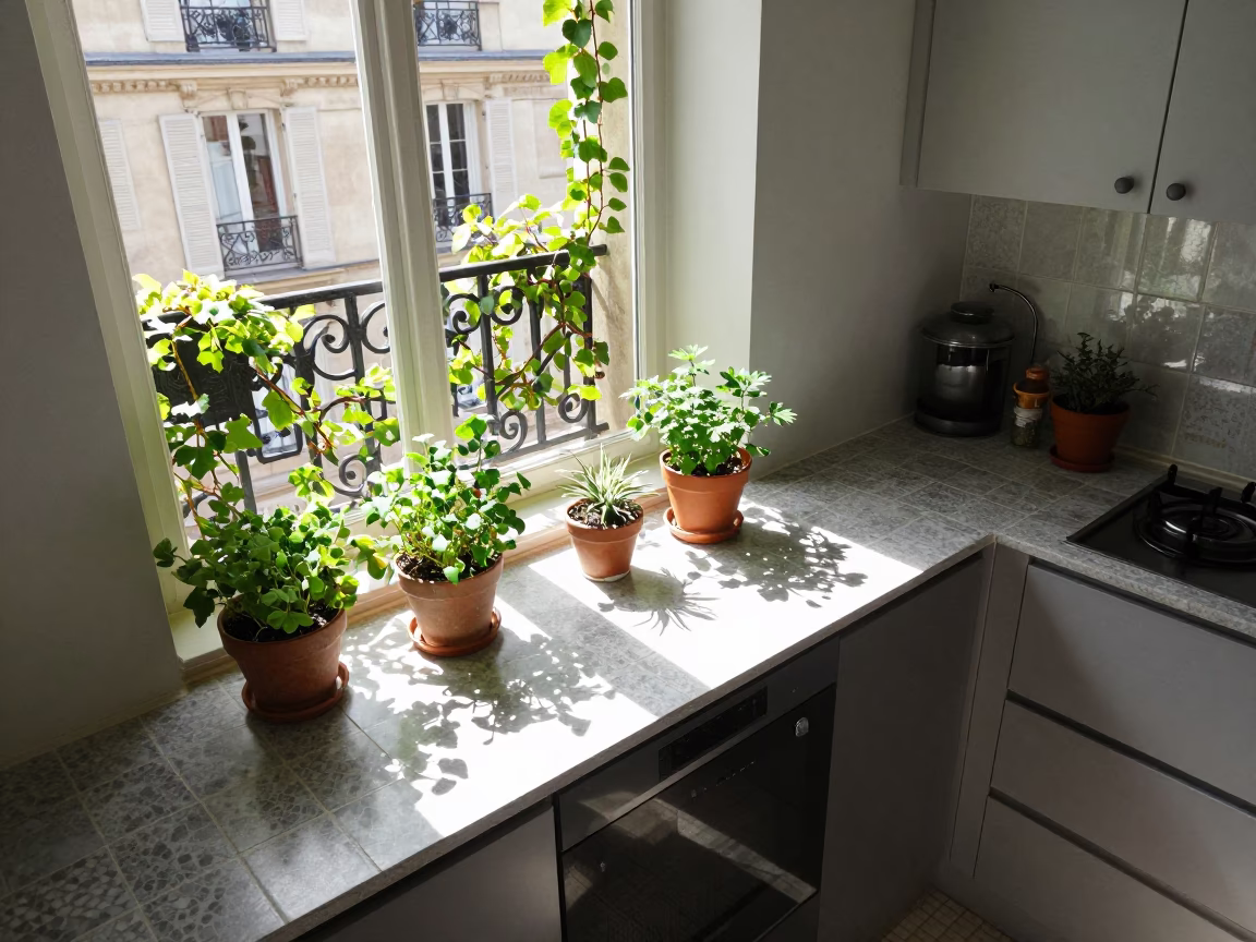 Sunlit Kitchen in Paris in in Paris, France