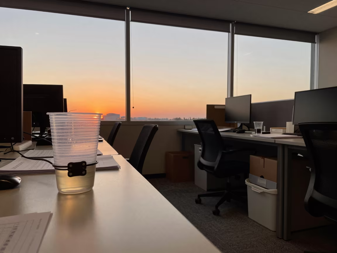 Sunlit Office Workstation Cable Lock Cup Avellaneda in inside a coworking floor in Avellaneda