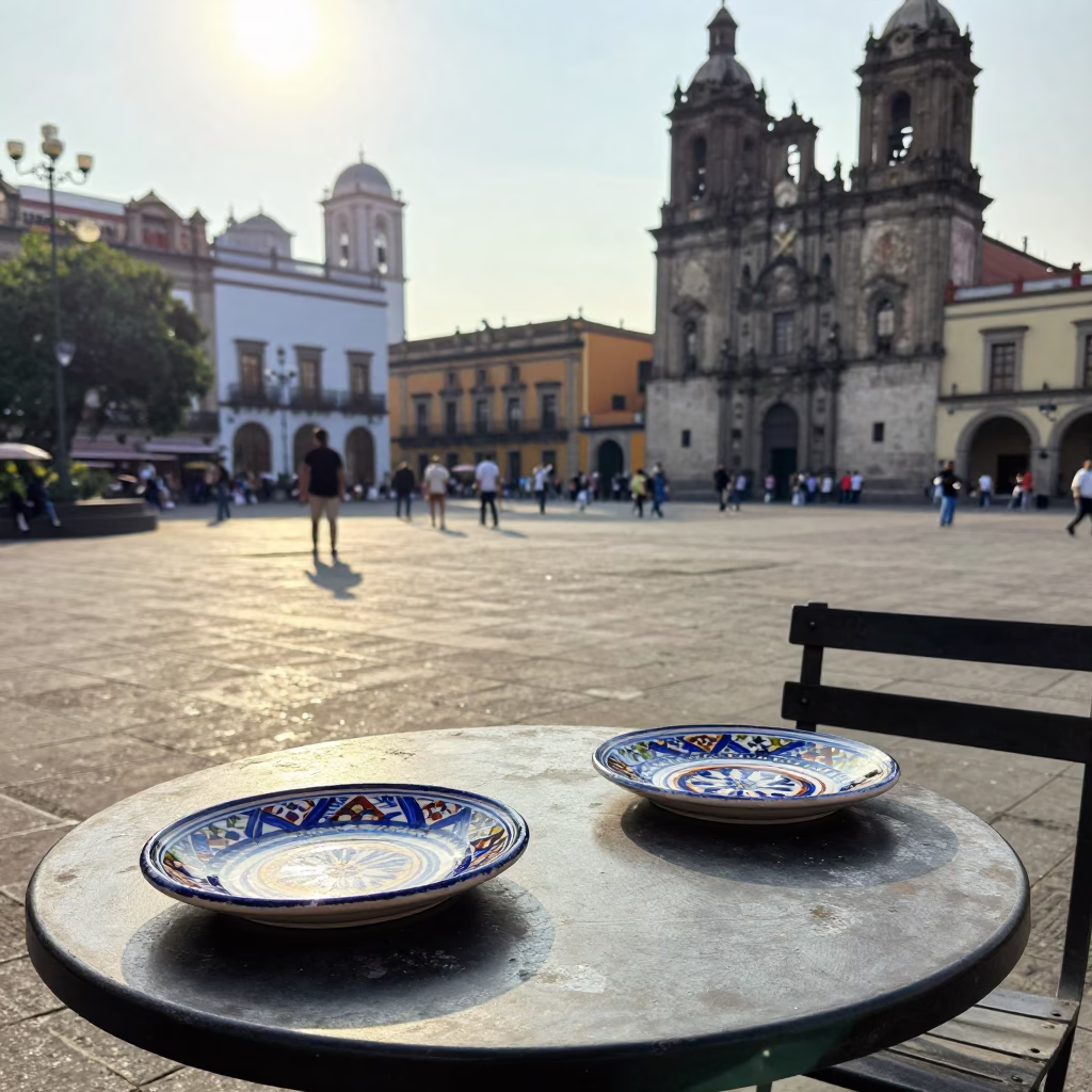 Sunlit Plaza at The Early Afternoon Light in Mexico City in in Mexico City, Mexico